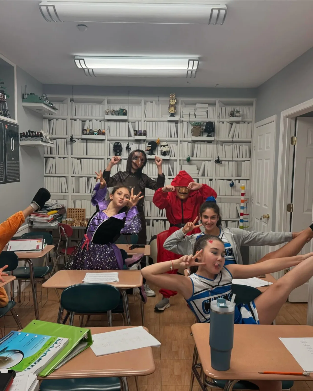 Students in costume during a themed class at Math Corner Tutoring