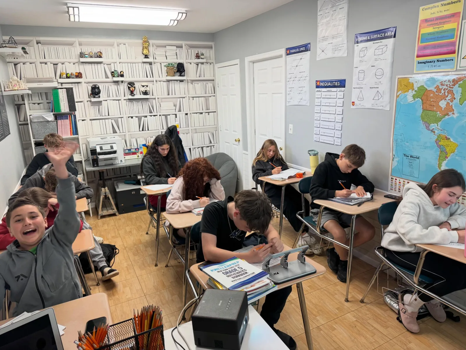A full class working through problem sets at Math Corner Tutoring
