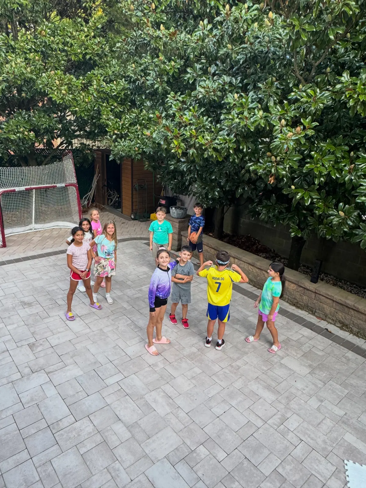 Students on a break in the yard at Math Corner Tutoring